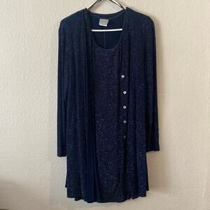 Vintage Rabbit Designs Navy Blue Sparky Women's Dress Jacket Set sz 12